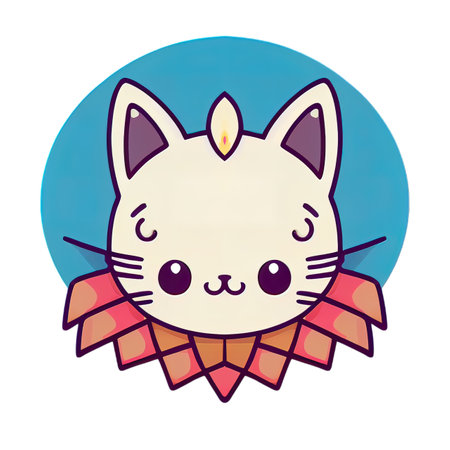 Cartoon cat character icon logo 3d illustratedの写真素材