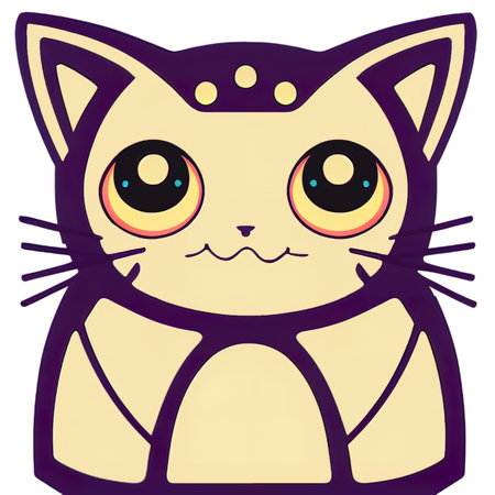 Cartoon cat character icon logo 3d illustratedの写真素材