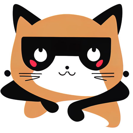 Cartoon cat character icon logo 3d illustratedの写真素材
