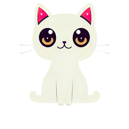 Cartoon cat character icon logo 3d illustratedの写真素材