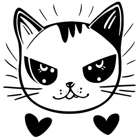 Cartoon cat character icon logo 3d illustratedの写真素材