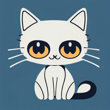 Cartoon cat character icon logo 3d illustratedの写真素材