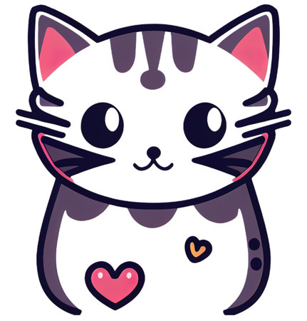 Cartoon cat character icon logo 3d illustratedの写真素材