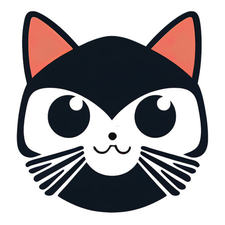 Cartoon cat character icon logo 3d illustratedの写真素材