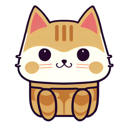 Cartoon cat character icon logo 3d illustratedの写真素材