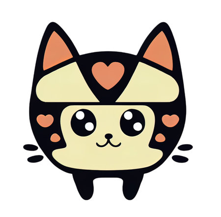 Cartoon cat character icon logo 3d illustratedの写真素材