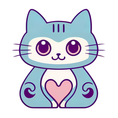 Cartoon cat character icon logo 3d illustratedの写真素材