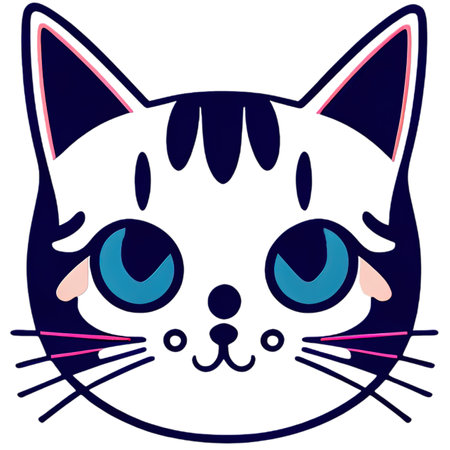 Cartoon cat character icon logo 3d illustratedの写真素材
