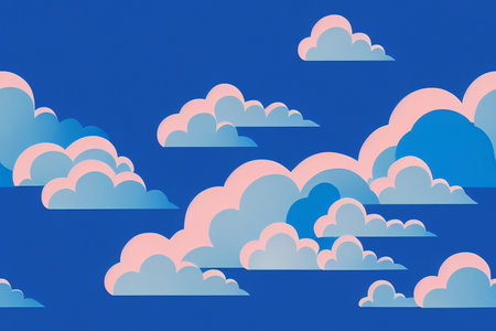 Cloudy seamless textile pattern 3d illustratedの写真素材