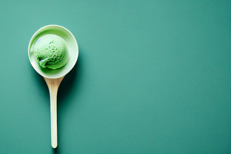 Overhead shot of Delicious  matcha ice cream 3d illustratedの写真素材
