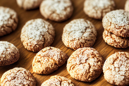 Vertical shot of Delicious tasty almond cookies 3d illustratedの写真素材