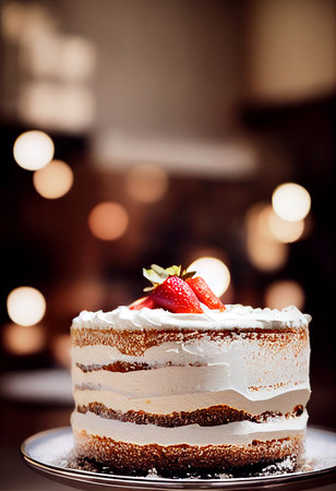 Horizontal shot of delicious tres leches cake 3d illustrated