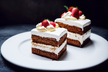 Vertical shot of delicious tres leches cake 3d illustrated