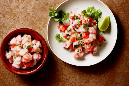 Vertical shot of delicious Ceviche 3d illustratedの写真素材
