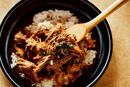 Vertical shot of delicious Ropa vieja 3d illustrated