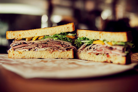 Vertical shot of delicious cuban sandwich 3d illustratedの写真素材