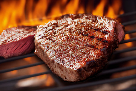 Vertical shot of delicious bbq grilled beef 3d illustratedの写真素材