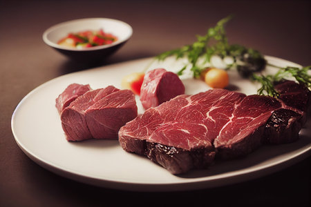 Vertical shot of fresh Wagyu beef 3d illustratedの写真素材
