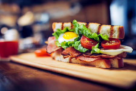 Vertical shot of tasty sandwich with vegetables 3d illustratedの写真素材