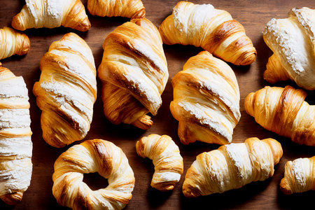 Vertical shot of freshly baked croissant 3d illustrated