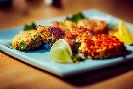 Vertical shot of Thai style delicious fishcake 3d illustrated