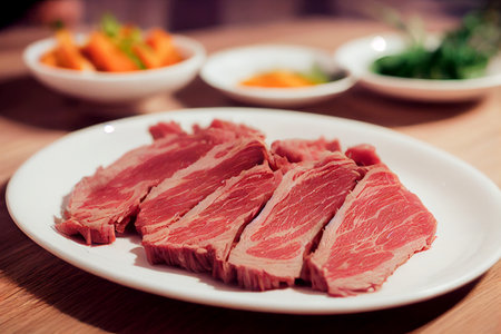Vertical shot of Thai style weeping tiger beef 3d illustratedの写真素材