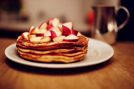 Delicious apple pancake stacks 3d illustratedの写真素材