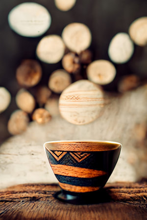 Antique decorated coffee cup design 3d illustratedの写真素材