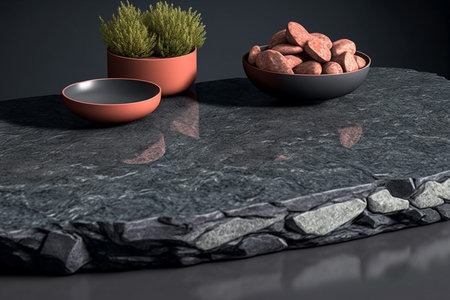 Podium for product advertisement or restaurant menus with beautiful background 3d illustratedの写真素材