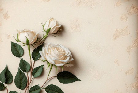White rose with vintage looking background, Perfect gift for valentines day, 14 February background with copy spaceの写真素材