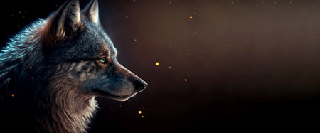 Charismatic strong wolf, Alone wolf with copy space, Lone wolf with gradient backgroundの写真素材