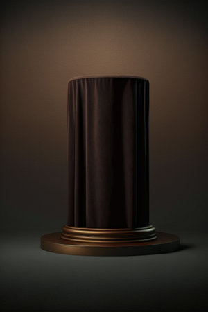 Podium for product advertisement or restaurant menus with beautiful colorful backgroundの写真素材