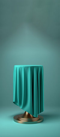 Podium for product advertisement or restaurant menus with beautiful colorful backgroundの写真素材