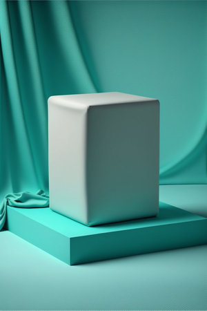 Podium for product advertisement or restaurant menus with beautiful colorful backgroundの写真素材