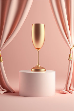 Podium for product advertisement , restaurant menus or new makeup product ads with beautiful minimalist objects for immersionの写真素材
