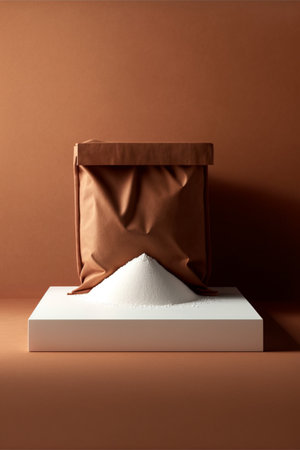 Podium for product advertisement , restaurant menus or new makeup product ads with beautiful minimalist objects for immersionの写真素材