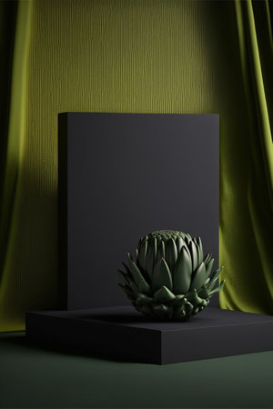 Podium for product advertisement , restaurant menus or new makeup product ads with beautiful minimalist objects for immersionの写真素材