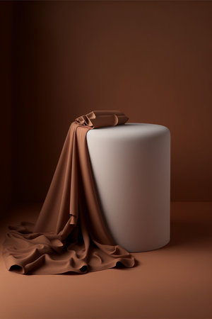 Podium for product advertisement or restaurant menus with beautiful colorful backgroundの写真素材