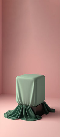 Podium for product advertisement or restaurant menus with beautiful colorful backgroundの写真素材