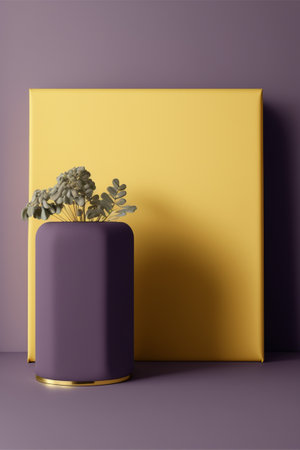 Podium for product advertisement or restaurant menus with beautiful colorful backgroundの写真素材