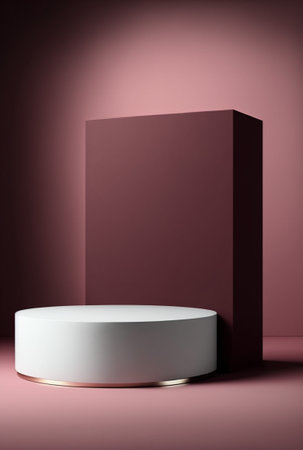 Podium for product advertisement or restaurant menus with beautiful colorful backgroundの写真素材