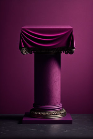 Podium for product advertisement or restaurant menus with beautiful colorful backgroundの写真素材