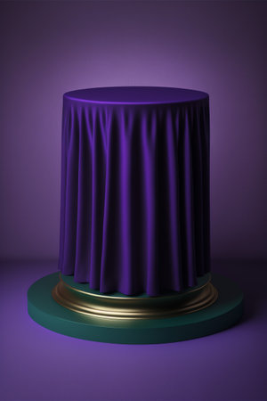 Podium for product advertisement or restaurant menus with beautiful colorful backgroundの写真素材