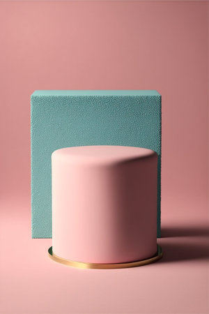 Podium for product advertisement or restaurant menus with beautiful colorful backgroundの写真素材