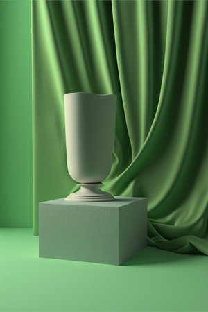 Podium for product advertisement , restaurant menus or new makeup product ads with beautiful minimalist objects for immersionの写真素材