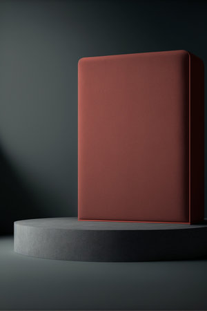 Podium for product advertisement or restaurant menus with beautiful colorful backgroundの写真素材