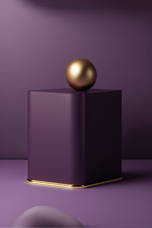 Podium for product advertisement , restaurant menus or new makeup product ads with beautiful minimalist objects for immersionの写真素材
