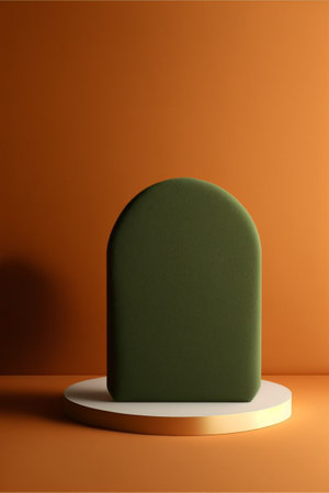 Podium for product advertisement or restaurant menus with beautiful colorful backgroundの写真素材