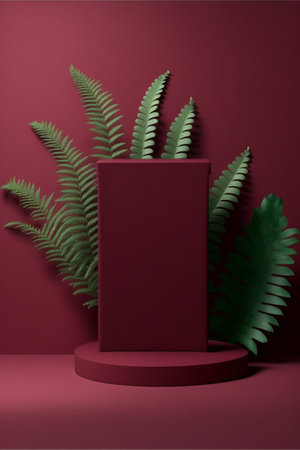 Podium for product advertisement or restaurant menus with beautiful colorful backgroundの写真素材