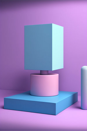 Podium for product advertisement or restaurant menus with beautiful colorful backgroundの写真素材